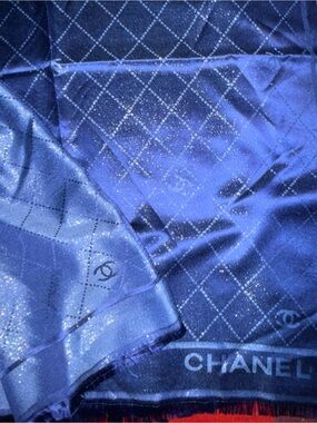 Navy Blue Goldtinted Reversible Cashmere & Wool Scarf/Wrap- NWT